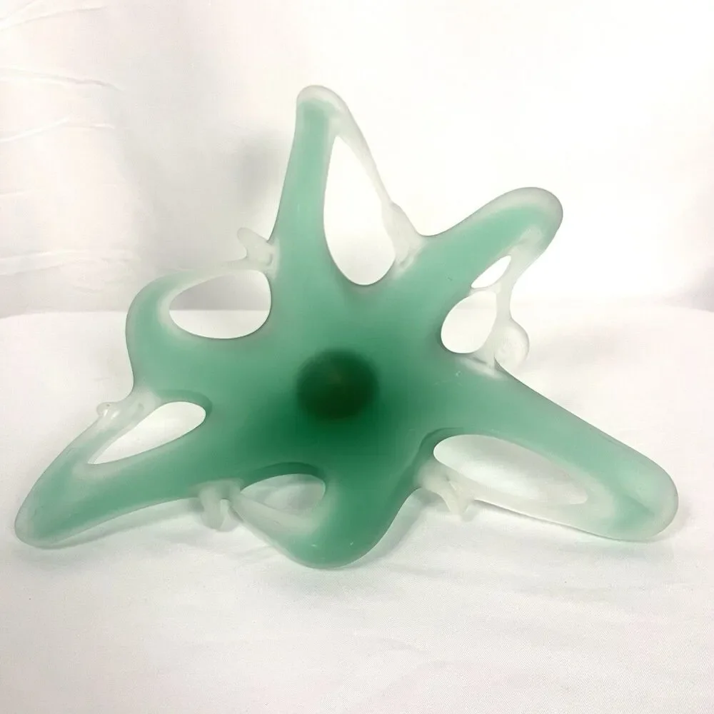 Vintage Mid Century Modern Seaform Green Satin Frosted Splash Bowl Amoeba 12